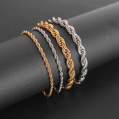 China Hiphop Trendy Stainless Steel Gold Filled Chain For Jewelry Making Rope Chain Bracelet for sale