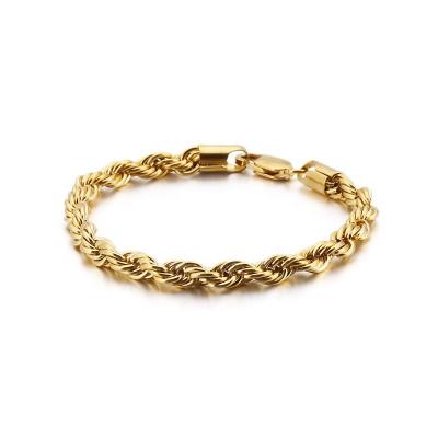 China High Quality Hiphop Simple Design Twist Rope Chain Link Gold Plated Bracelet Hip Hop Beach Bracelet for sale