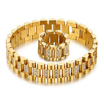 China Durable Top Quality Gold Plated Chain Watch Strap 18 Zirconia Tennis Bracelet for sale