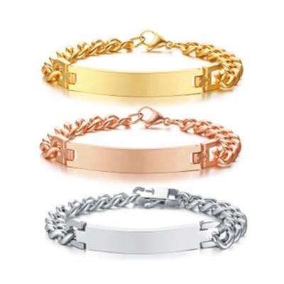 China Hiphop Hot-selling Jewelry Gift Stainless Steel Gold Link Bracelet Blank Engravable Bracelet for sale