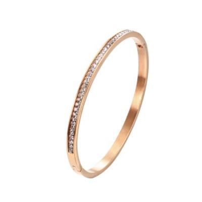 China Tarnish Free High Quality Stainless Steel Buckle Zirconia Opening Bracelet for sale