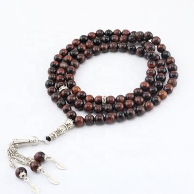 China Wholesale BOHEMIA 99 Tasbeh Prayer Beads Tiger Eye Red Stone Beads Islamic Muslim Religious Gifts Necklace Bracelet for sale