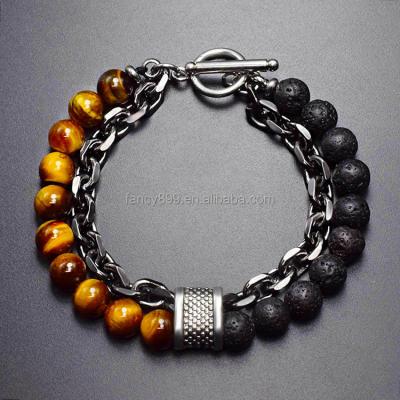 China Natural Stainless Steel Bead Bracelet Stones Valentines Day Fashion Jewelry Durable Stone Turquoise Bracelet for sale