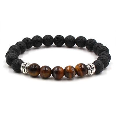 China Hot Sale 8mm TRENDY Handmade Tiger Eye Stretch Bracelet Beaded Lava Bracelet Luxury Men for sale