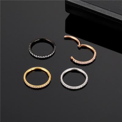 China TRENDY classic punk jewelry stainless steel diamond nose rings for women pierced nose gold nose ring for sale