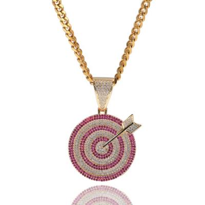 China Hiphop New Arrive Real High Quality Hip Hop Jewelry Iced Out Target Brass Boomerang Rainbow CZ Pendant Necklace for sale