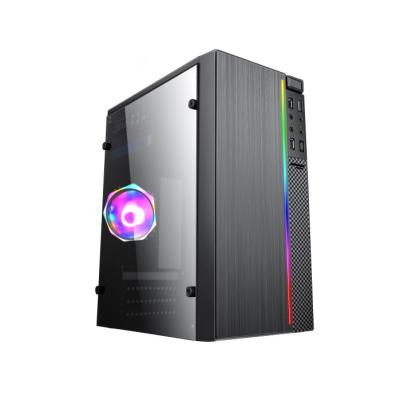 China With Fan 2020 New Black Gaming Envelope RGB Computer Case ATX Tempered Glass Computer Case for sale