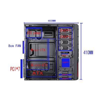 China With 2020 Newest Atx PC Fan Wholesale Custom Metal Gaming Computer Case Gaming Desktop Case for sale