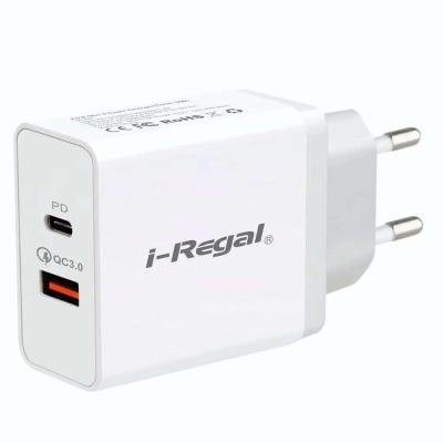 China MP3/MP4 Type-C QC 3.0 Palladium Supper Dual USB Travel Adapter Player 18W Quick Charger for sale