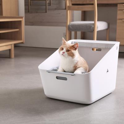 China HOT SALE PETKIT Stocked Pet Products Cleaning Plastic Cat Toilet Litter Box New Design Deodorization for sale