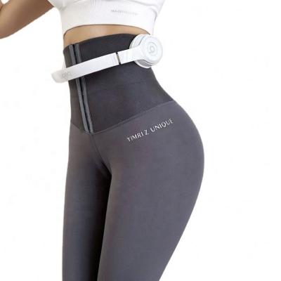 China 2022 Logo Zipper Women Belly Trimmer Trainer Leggings Fitness Wear Breathable Yoga Pants High Waist Hooks And Custom Wholesale for sale