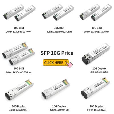 China FTTX 10G SFP+ BIDI/ Duplex LC LR ER ZR SR OEM Connector Manufacturer SFP 10G Optical Transceiver Module for sale