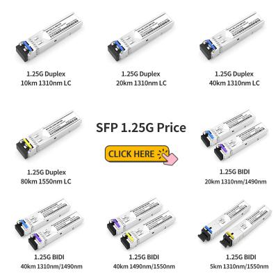 China FTTX 1.25G SFP BIDI/LC Mini SM SC DDM 1000Base OEM Connector Simplex Duplex Manufacturer 1.25G Optical Transceiver Module for sale