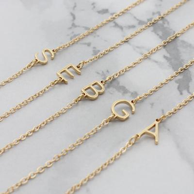 China TRENDY 18K Gold Plated 316L Stainless Steel Initial Necklace 26 Letter Initial Pendant for sale