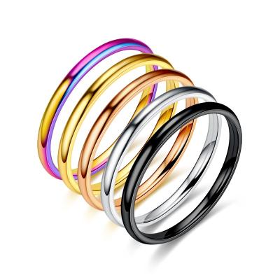 China CLASSIC hot style European smooth stainless steel lovers ring titanium steel thin ring lady ring for sale