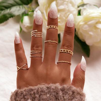 China TRENDY 8pc/set ring cut out zircon ring set ladies retro gold silver rings sets for all fingers boho for sale