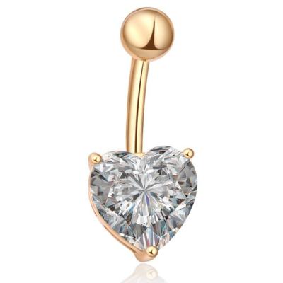 China Hiphop Heart Shape Stainless Steel Belly Rings Zircon Belly Button Rings For Women for sale