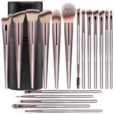 China Amazon Best Seller Skin-Friendly Makeup Brushes 18PCS Champagne Gold Private Label Makeup Brush Set With Cylinder Case for sale