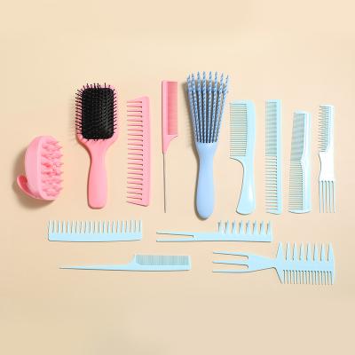 China 13PCS Professional Skin-friendly Hair Brush Comb Set Hairdressers Curly Hair Detangling Brush Comb Set Scalp Massager Shampoo Brush for sale