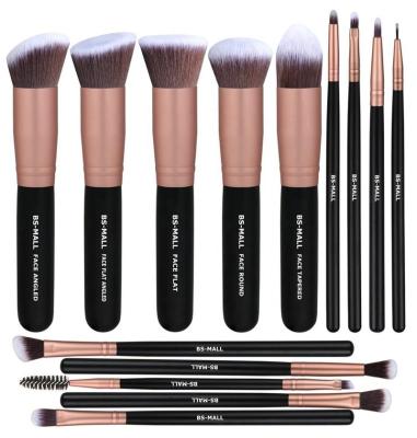 China BS-MALL Skin-Friendly Makeup Tool Customized Cosmetic Makeup Brushes Rose Gold 14pcs Private Label Brush Cosmetic Face Makeup Brush for sale