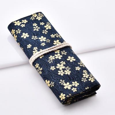 China durable skin-friendly flower printed canvas cosmetic bag wholesale makeup brush bag for sale