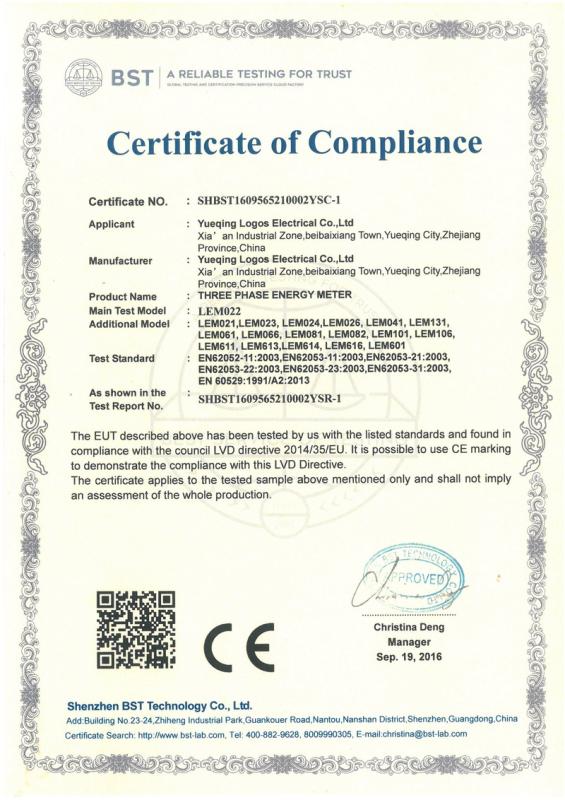 CE - Yueqing Logos Electrical Co., Ltd.