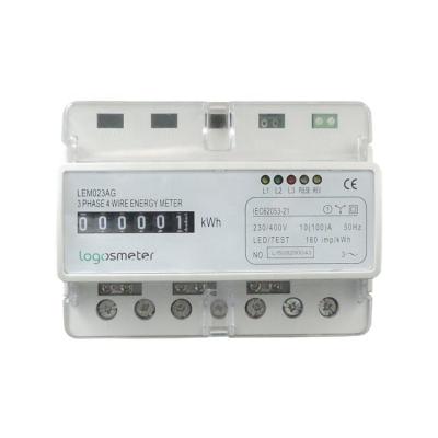 China Three Phase Electronic Energy Meter Analog Display Digital Rail Din LEM023AG LEM023AG Bottom Connection for sale