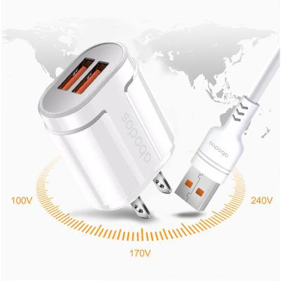 China Qc2.4 USB 2Ports Wall Charger Dc5v Travel Adapter 12W USB Fast Fast Charging Wall Mounted Adapter for sale