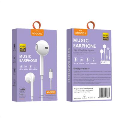 China Sustainable Type-c Ring Speaker Genuine Copper Game Silver Earbuds Plug-in Earphone for sale