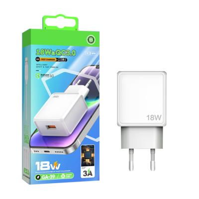 China New Convenient 18W Quick Charger 3A QC3.0 Wall Mounted Charging Head With Data Cable Portable Charger For V8 Type-C IOS for sale