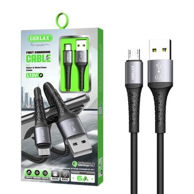 China 6A Speed ​​Data Cable Typc-C USB Charging Micro Fast Charging Black Nylon Woven Micro Fast Charger For Samsung Xiaomi iPhone Smartphone USB Cable for sale