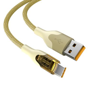 China 100W Fast Charging Transparent Charging Cable Type Smartphone Fast Charging USB Cable Type C Reinforced Data Cable For Huawei Samsung for sale