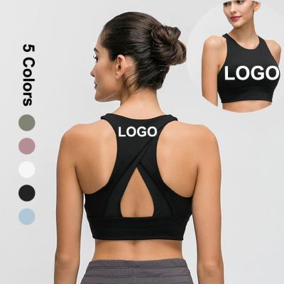 China Breathable OEM Customized Logo Yoga Bra Women Sports Yoga Bras And Tops Adult Black Yoga Brablack for sale