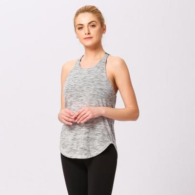 China Antibacterial Women Sports Tops Backless T-shirt Gym Wear Two Piece Yoga T-shirt Fitness Wear for sale