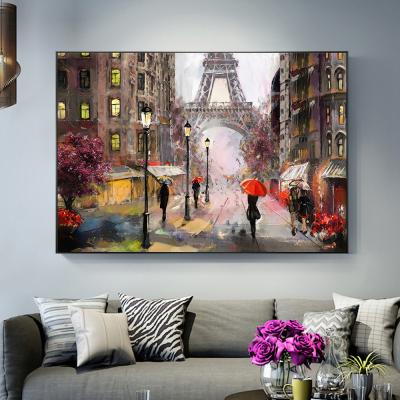 China Waterproof Abstract Eiffel Tower In France Oil Painting Wall Art Pictures Print On Canvas Painting For Living Room Home Decor for sale