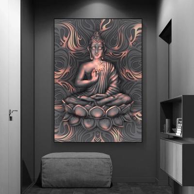 China Modern Waterproof Buddha Statue Canvas Painting Religious God Buddha Posters And Prints Wall Pictures For Living Room Home Decor for sale