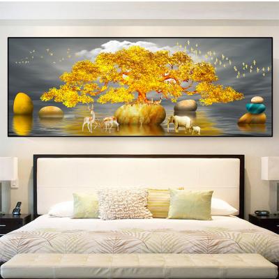 China Waterproof Abstract Landscape Wall Art Pictures Print On Canvas Nordic Gold Painting For Living Room Home Decoration for sale