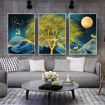 China Waterproof Abstract Nordic Style Landscape Triptych Wall Art Pictures Print On Canvas Painting For Living Room Home Decoration for sale