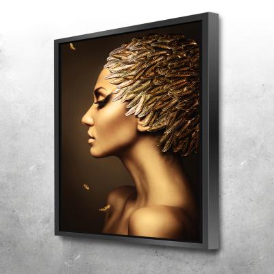 China Hotel Cafes Home Office Black And Gold Nude African Woman With Necklace Canvas Painting Posters And Print Scandinavian Wall Art Picture For Living Room for sale