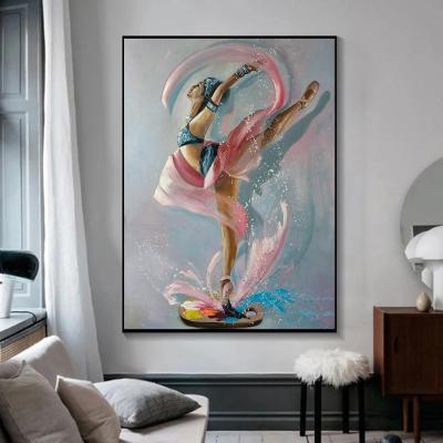 China Waterproof Abstract Ballerina Oil Painting On Canvas Posters And Prints Dance Ballet Girl Wall Art Decorative Picture For Living Room Decor for sale