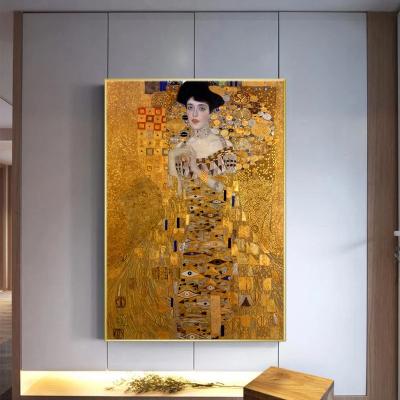 China Gustav Klimt Kiss Waterproof Classic Oil Painting On Canvas Reproduction Portrait Of Adele Bloch Posters Wall Art For Living Room for sale