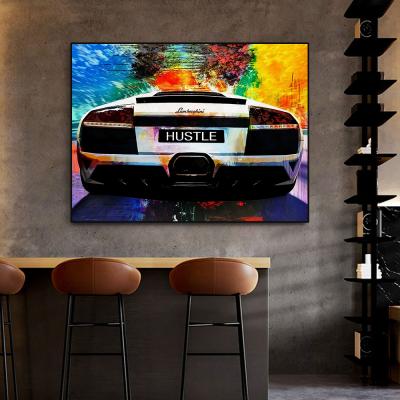 China Waterproof Modern Style Graffiti Car Posters Wall Art Pictures Print On Canvas Painting For Living Room Home Decoration for sale