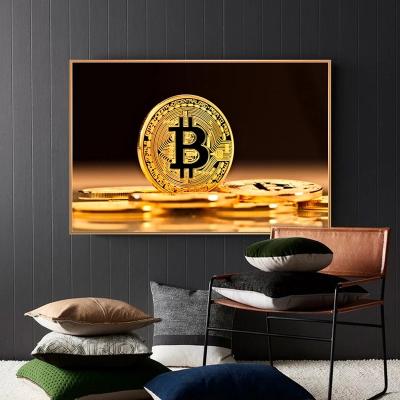 China Nordic Waterproof Gold Bitcoin Posters And Prints On Wall Canvas Pictures Wall Art Decorative Painting For Living Room Home Decoration for sale