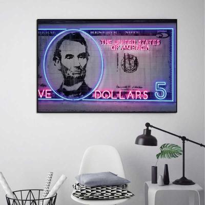 China Waterproof Graffiti Wall Dollar Light Words Posters Wall Art Pictures Print On Canvas Painting For Living Room Home Decoration for sale