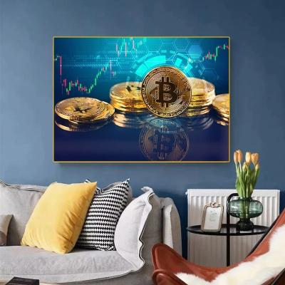 China Bitcoin Waterproof Gold Canvas Painting Modern Living Room Posters And Prints Wall Pictures Nordic Simple Bedroom Home Decoration for sale