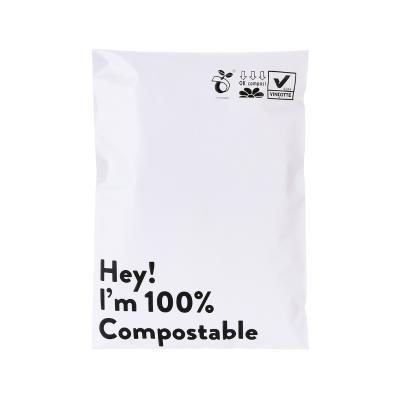 China Small Strong Adhesive White T-shirt Eco Friendly Clothing Packaging Fully Biodegradable Custom Mailing Bags Compostable for sale