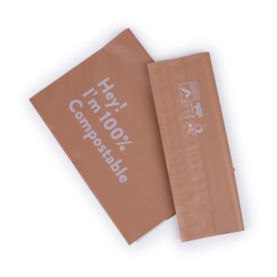 China Brown Strong Adhesive Custom Full Color Design Compostable Poly Mailer for sale