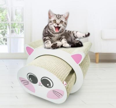 China Viable Cat Toys OEM Cat Scratch Board Shape Corrugated Paper Cartoon Various Lined Tool for sale