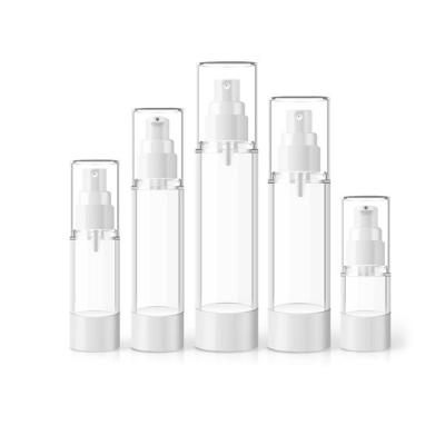 China Original Factory 15ml 30ml 50ml Clear Frosted Black White Empty Airless Serum Pump Bottles With White Black Pump Lids for sale