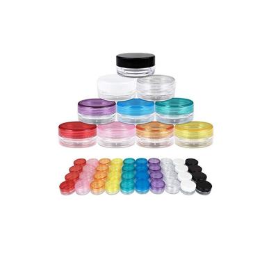 China Plastic Container Mini Transparent Nail Powder Jar Box 2ml 3ml 5ml 10ml 15ml 30ml Small Clear Cream Pot Skin Care Cream With Cap Black White for sale